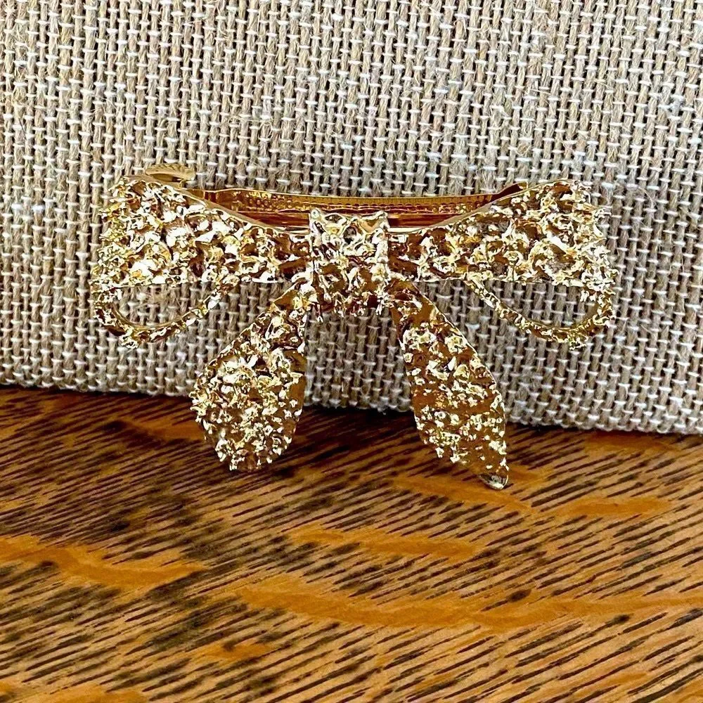 Simply Chrisel Sparkly Gold Bow & Butterfly Hair Clip/Barrette. NWOT